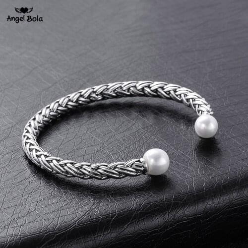 Buddha Bracelet Freshwater Pearl Wristband Bangle Antique Vintage Jewelry Bangles Valentine Christmas Gift Women Cuff Bracelets