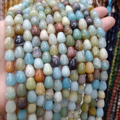 8x12mm Water Drop Shape Natural Amazonite Stone Beads DIY Loose Spacer Gemstone Bead For Jewelry Making Bracelet Necklace 15