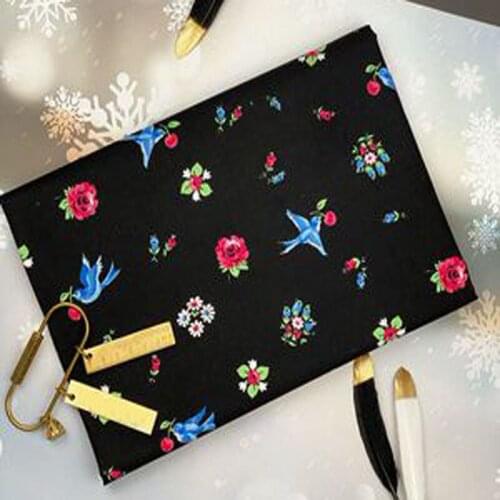 Brand New Black White Lucky Bird & Flowers Printed Cotton Fabric 50x105cm Design M Fabric Patchwork for Cloth Dress Party Home