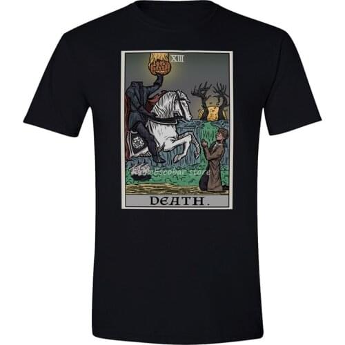 Men cotton tshirt Halloween Death Tarot Card Shirt The Legend Of Sleepy Hollow Headless Horseman Top Quality Tee Shirt