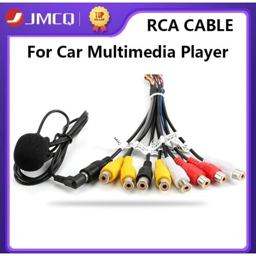 JMCQ Universal Car Stereo Radio RCA Output Wire Aux-in Adapter Cable with microphone Video output/input Audio Subwoofer