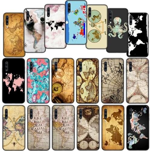 World Map Classical Soft Cover Case for Samsung Galaxy A10 A10S A20 A30 A20S A20E A30S A40 A40S A50 A50S A70 A70S