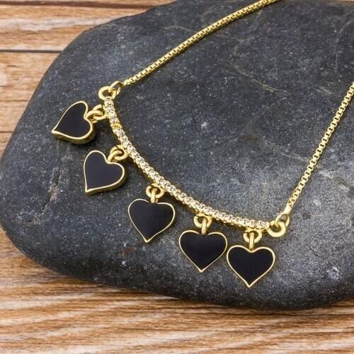 Classic Black/Red Color Copper Zircon Heart Shape Pendant Necklace for Women Best Party Wedding Jewelry Support Dropshipping