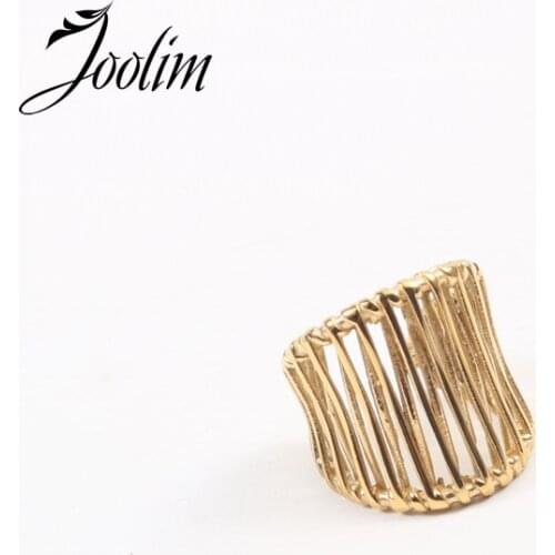 Joolim High End 18K Gold PVD Cross Knit Rings for Women Stainless Steel Jewelry Wholesale