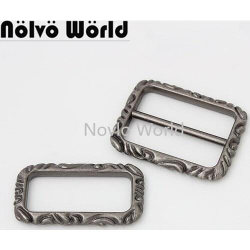 10-50 pieces Old Silver 37mm Rectangular ring 1.5 Inch slider buckle engraving pattern rectro Bag Belt Strap Adjuster Set