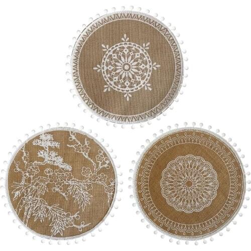 Round Embroidery Table Placemat Tassel Placemat Non-slip Placemat Heat Insulation Bowl Mats Decoration Mat Coffee Cup Mats