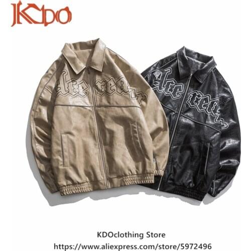 PU Leather Jacket Mens Coat Street Style Spring and Autumn Fashion Handsome Long-Sleeved Tops Oversized Clothes Black Plus 5XL