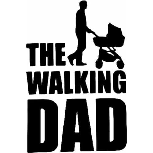 Fashion Walking Dad Baby Car Cute Car Stickers Personalized Decoration PVC Waterproof Stickers Black/white 22CM*14CM