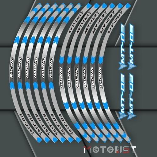 A set of 12pcs high quality motorcycle wheel decals waterproof Reflective stickers rim stripes For Yamaha MT-03 MT03
