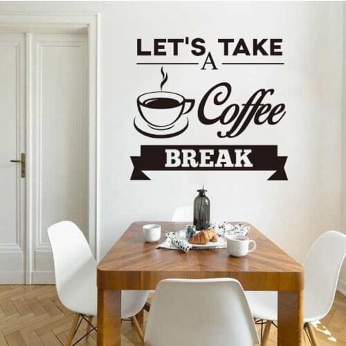 Stickers Cuisine Vinyl Wall Sticker Wall Decals Coffee Break Mural Tile Wall Art Kitchen Wallpaper Home Decor Decoration DD0955