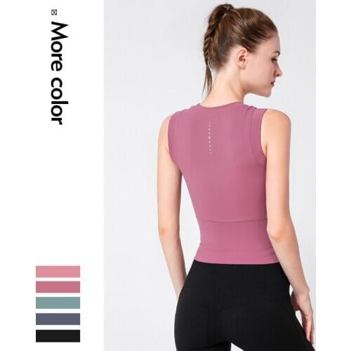 New nude fitness wear breathable yoga wear womens vest running seamless outdoor sleeveless sports vest