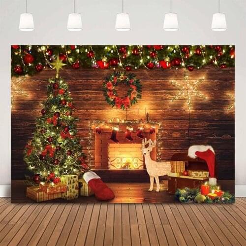 Christmas fireplace Photocall Photography backdrop Glitter stars Christmas tree x-mas party happy new year gifts photo booth