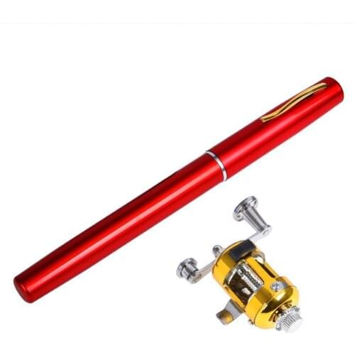 Fishing Accessories Useful Telescopic Fishing Pole Metal Spinning Reel Pen Design for Outdoor