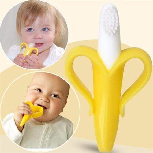 Silicone Training Toothbrush BPA Free Shape Safe Toddle Baby Teether Chew Toys Teething Ring Kids For Infant Chewing