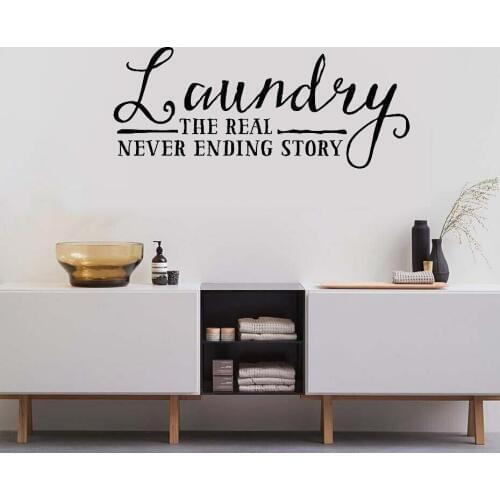Laundry Room Decor Wall Sticker Quotes Laundry Never Ending Story Vinyl Decal Laundry Letters Family Room Decoration Mural Z660
