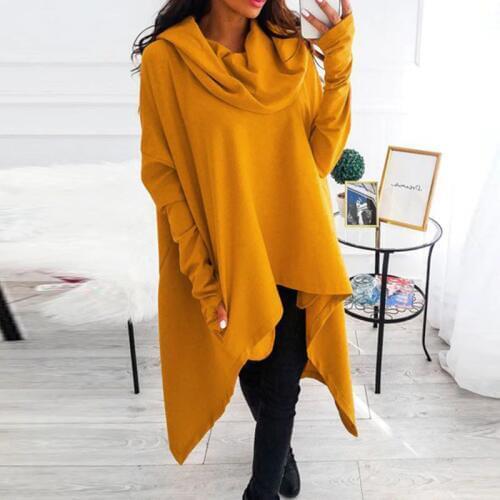 New Woman Solid Large Size Hoodie Spring Women Casual Loose Asymmetrical Hoodie Autumn Ladies Long Sleeve Sweatshirt Pullover