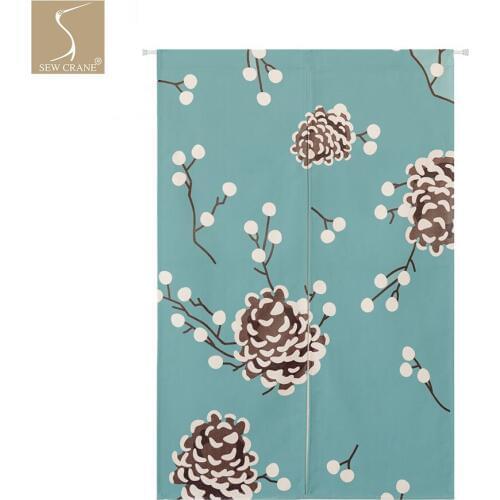 Spring berries Summer Guava Winter Pine Cone Autumn Leaves Japanese Noren Door Curtain Doorway Drapes Room Divider