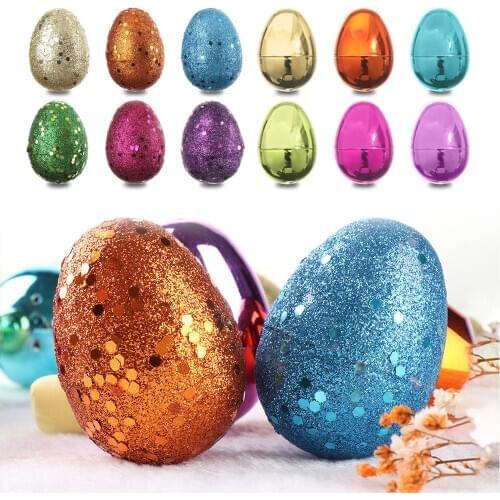 1pcs Easter Egg Electroplate Flash Powder Addding Treats Hollow Plastic Easter Egg Toy Decor for Kids Friends Wedding Birthday