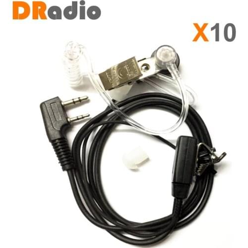 10Pcs 2Pin Covert Acoustic Air Tube Security Headphones Earpiece Headset For Baofeng UV-5R UV-82 Kenwood Walkie Talkie Earphone