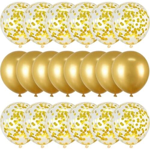 20pcs Gold Confetti Metallic Latex Balloons for Happy Birthday Party Decoration Wedding Baby Shower Anniversary Balloon Decor