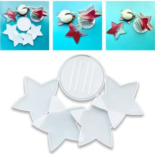 5 Pcs 5-pointed Star Coaster Cup Mat Holder Epoxy Resin Mold Mug Pad Storage Base Silicone Mould DIY Craft Ornament Casting Tool