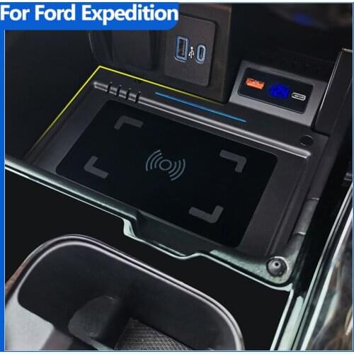 For Ford Explorer 2020-2021 Accessories Car QI Wireless Charger 15W Fast Phone Charging Plate Interior Modification Parts