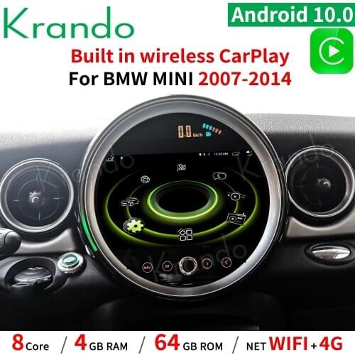 Krando 9" Android 10.0 4G 64G Car Radio Audio Player Multimedia GPS for BMW Mini Cooper R56 R60 2007-2014 Navi Player Carplay