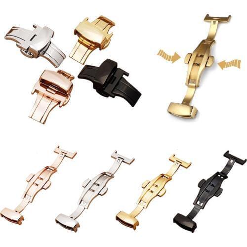 10mm 12mm 14mm 16mm 18mm 20mm 22mm 24mm Butterfly Deployment Watch Buckle Automatic Double Click Stainless Steel Watch Clasp