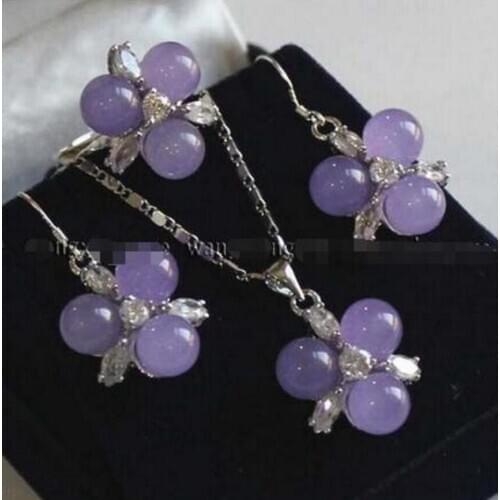 Free Shipping 8mm Alexandrite Beads Earrings & Ring & Necklace Pendant Set