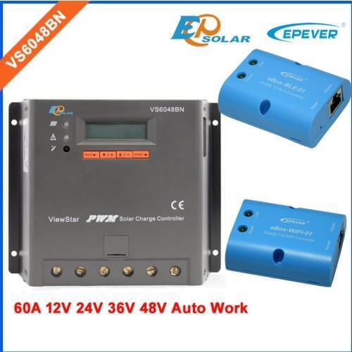 Bluetooth eBOX and wifi eBOX for Android Phone system EPEVER Low price&High quality VS6048BN Solar power bank controller 60A lcd