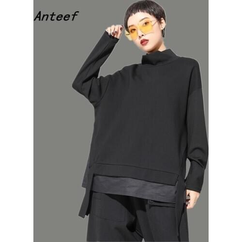 Black cotton plus size oversized autumn winter casual loose tee t shirt women t-shirt ladies tshirt clothes 2021 tops streetwear