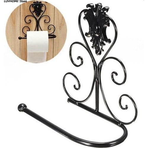 ZLinKJ 1PCS Black Vintage Iron Bathroom Towel Rack Toilet Paper Roll Holder Bathroom Wall Mount Rack toilet paper holder