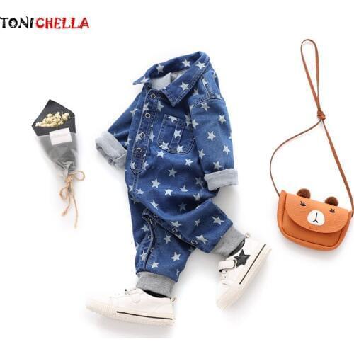 Baby Rompers Cotton Long Sleeve Infant Clothes Spring Autumn Stars Print Boys Girls Soft Comfortable Jumpsuit Clothing CL5076