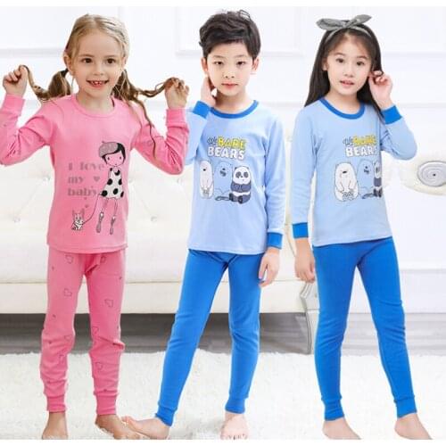 Baby Kids Pajamas Sets Cotton Boys Sleepwear Suit Autumn Girls Pajamas Long Sleeve Pijamas Tops+Pants 2pcs Children Sleepwear