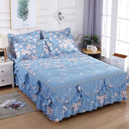 Ruffle Design Thin Section Bed Skirt Home Textile Bedding 3pcs/set(1Bed Skirt + 2pcs Pillowcase) Bed Sheet King Bedspread Bed Sh