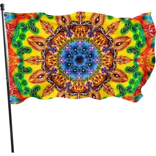 Hippie Pattern Flag 3x5 Ft Outdoor Decorative Banner Outside Hanging Standard Flag for Yard Garden Lawn Holiday