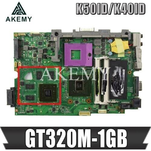 K40ID Laptop motherboard For Asus K50ID K40IE K50IE original mainboard DDR3-RAM GT320M-1GB