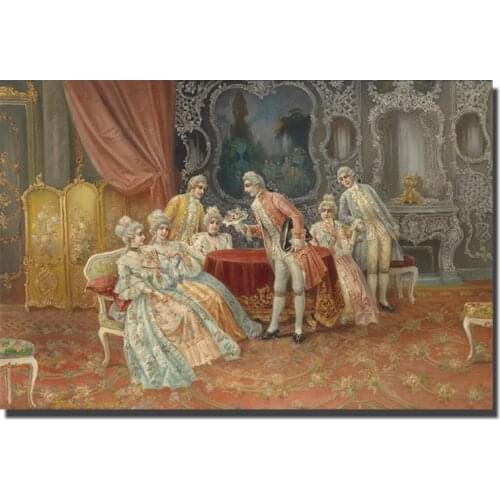 Europe Style Figure Canvas Paintings European Court Meeting Wall Art Pictures Dancers Posters And Prints Unframed Drop Shipping