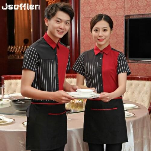Summer Hotel Work Outfit Western Restaurant Waitress Uniform Man Cafe Waiter Jacket KTV Bar Food Service Shirt Fast Food Cloth