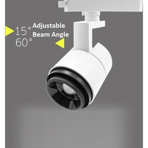 LukLoy 15°-60° Adjustable Beam Angle Track Spotlight Clothing Store Mall Exhibition Window LED Rail Spot Lights Aluminum Lamp