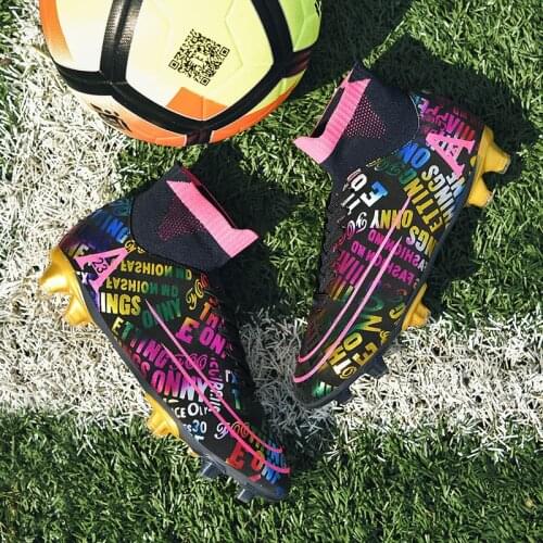 Fashion Men Women Casual Long Spikes Soccer Breathable Shoes Football Sneakers Training Outdoor Sports Shoes