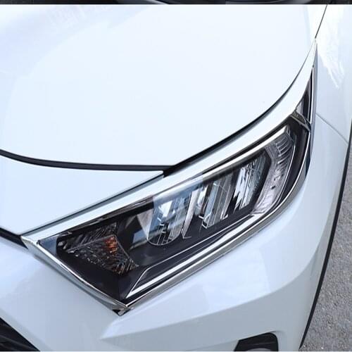 For Toyota RAV4 2019 2020 ABS Chrome Front Head Light Headlight Lamp Covers Car Exterior Accessories