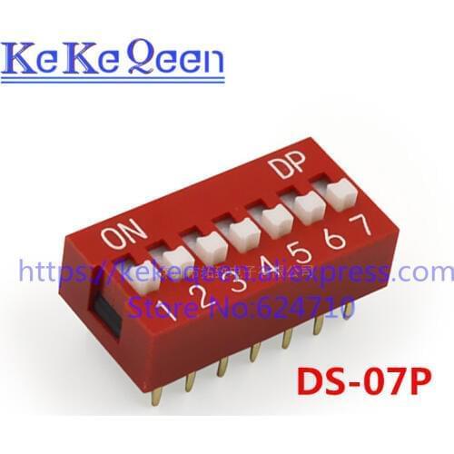 100PCS DS-07P 7 bit 14pins NEW Direct dial code switch DIP switch Red color DS07P DS-7P 2.54MM Coding ON/OFF switch