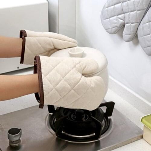 Oven Gloves Polyester Cotton Thickened Baking Anti-Scalding Heat Insulation Durable Gloves Oven Microwave Oven Insulation Pad Ba