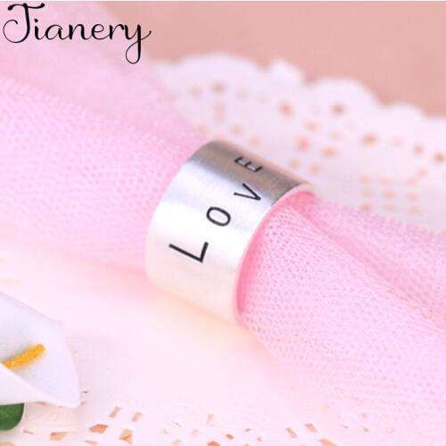 JIANERY Luxury Brand Silver Color LOVE Letter Rings For Women Wedding Engagement Jewelry Girls Open Finger Rings