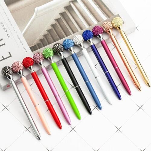 Luxury Creative Multi-Color Diamond Ball Advertising Marker Office Stationery Rotating Metal Pen Student Gift Ballpoint pen