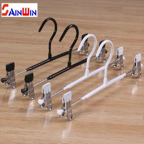 Sainwin 10pcs/lot 30.5cm Dip Metal Hangers For Pants Slip-resistant Clothes Racks Black White Skirts Hanger