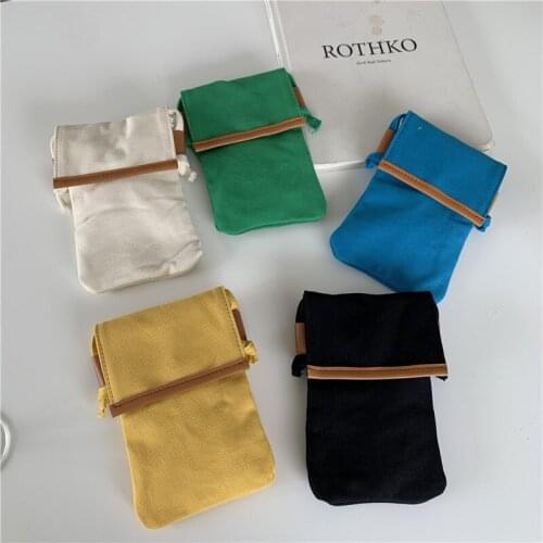 Bags For Women Korean Shoulder Phone Bag Canvas Mini Crossbody Bag Solid Color Female Casual Little Handbag Mobile Phone Pouch
