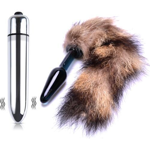 Vibrating Dildo Anal Tail Butt Plug Mini Bullet Vibrator Clit Stimulator Hairy Anus Intimate Erotic Adult Sex toy for Men Woman