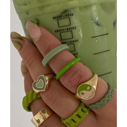 Fashion INS Rings for Women Korean Y2K Enamel Personality Color Opening Rings Finger Jewelry Gift Acrylic 2021 New Trendy